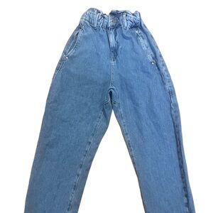 ZARA Paperbag Jeans Stretchy Waistband High Waisted